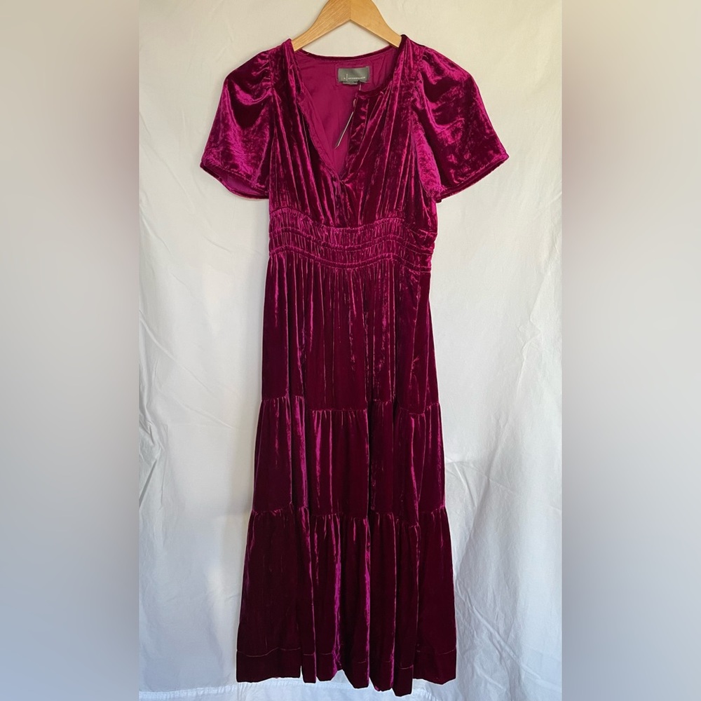 Magenta Velvet Anthropologie Somerset Dress
